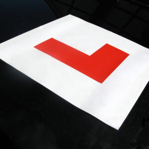 L plate for a learner driver